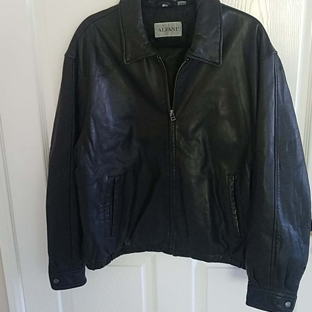 Men Alfani Black Leather Jacket